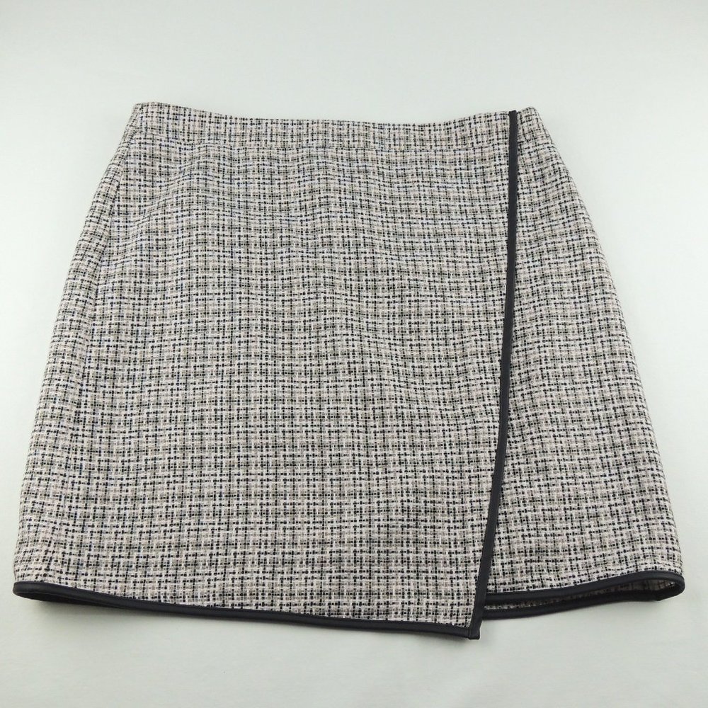 NWT Ann Taylor LOFT Pink & Black Faux Wrap Skirt